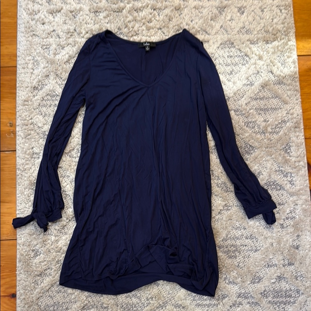 Lulu's Navy V-Neck & Cold Shoulder Mini Dress